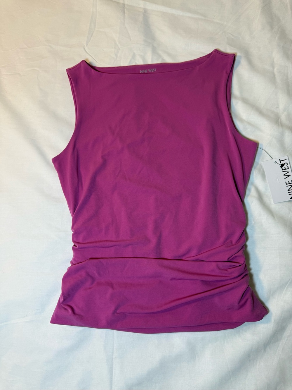 Nine West Sleeveless Boatneck Tank in Bright Magenta Small NWT